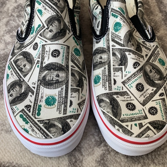 NEW Vans Mens 9.5 wide OTW Hundred Dollar Bills Customs Slip on Shoes sneakers - Picture 2 of 9